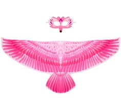 a pink bird with wings and a mask on it's head is shown in front of a white background