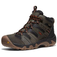 the men's hiker mid waterproof boot is shown in grey and orange