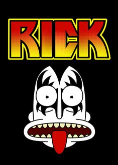 an image of a cartoon character with the word kick on it's face and tongue