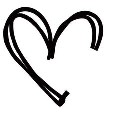 a black and white heart drawn in the shape of a handwritten letter v on a white background