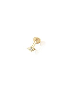 SOLD INDIVIDUALLY This 14K solid gold flat back Diamond single stud earring is handcrafted and highly polished. This is the most versatile jeweled piercing stud for any piercing area including ear cartilage, helix, tragus, conch & earlobe. The removable Diamond stud has a push back that pieces together securely with the backing. Diamond: 0.02 ct G- SI1 Clarity, Natural Diamond. All our diamonds are ethically sourced and conflict-free Eye Size: 4x2 mm Back: Poke-Free Flat Back Post Backing fo Gold Piercing With Single Diamond As Gift, Gold Piercings With Single Diamond As Gift, Piercing Stud, Tragus Conch, Art Jewelry Design, Flat Back Earrings, Diamond Eyes, Gold Flats, Diamond Bar