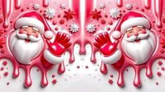 santa clause with dripping blood and snowflakes in the background, as well as stars