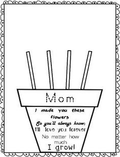 a mother's day card with the words, momw made you these flowers