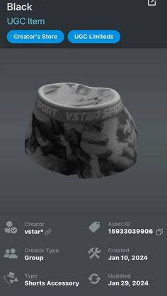 an image of a black and white camo hat on the app store's website