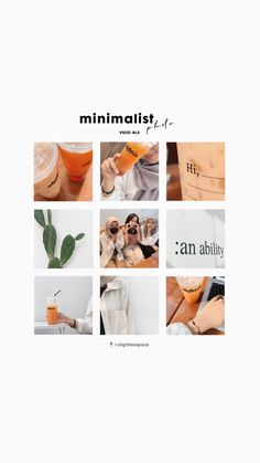 the cover of minimalist magazine, featuring images of people holding drinks and looking at their cell phones