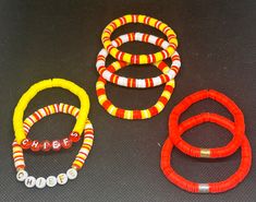 Kansas City gameday Chiefs Crafts, Kc Cheifs, Kc Football, Team Bracelets, Football Bracelet, Texans Football, E T, Homemade Bracelets, Kc Royals