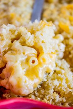 closeup of macaroni and cheese on a plate