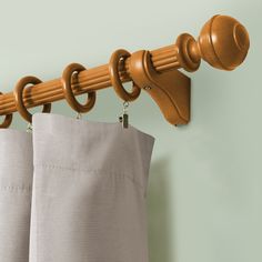 Lumi Home Furnishings curtain rod finials for 1-3/8" dia. wood rod decorates your window with the inherent beauty of natural wood. The natural beauty of the designs: End Cap/ Ball/ Knob add style to any décor. Simple cap fits in smaller space of your window. Available colors in: White, Heritage Oak, Ant. Mahogany. All matching wooden accessories for these finials such as curtain rods, brackets, and rings, are sold separately. Lumi Home Furnishings Heritage Oak Wood Curtain Rod Finials in Brown | 138FKNOBOK Double Curtain Rod Brackets, Wooden Curtain Rods, Wood Curtain Rods, Finials For Curtain Rods, Curtain Rings With Clips, Wood Clips, Wood Curtain, Curtain Rod Brackets, Double Rod Curtains