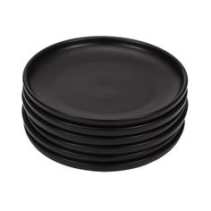 black plates stacked on top of each other