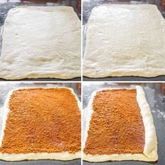 four images showing how to make an uncooked pizza crust