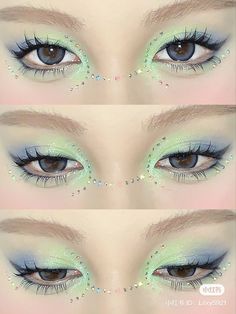 #contacts #contactlens #eyes #eyewear #aestheticstyle #cosplay Ulzzang Makeup Tutorial, Monolid Makeup, Makeup Charts, Doll Eye Makeup, Makeup Face Charts, Kawaii Makeup, Ulzzang Makeup, Glitter Eye Makeup