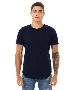 Fast Fashion Men's Curved Hem Short Sleeve T-Shirt - NAVY - L | Bella + Canvas Fast Fashion Men's Curved Hem Short Sleeve T-Shirt in Navy Blue Size Large | Cotton Cheap Navy Casual T-shirt, Navy Relaxed Fit Sporty T-shirt, Sporty Navy Relaxed Fit T-shirt, Navy Relaxed Fit Short Sleeve T-shirt, Cheap Navy Men's T-shirt, Curves Workout, Graphic Tee Shirts, Fast Fashion, Mens Fashion Casual