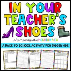 the teacher's shoes activity pack for upper and lower elementary students to practice their writing skills