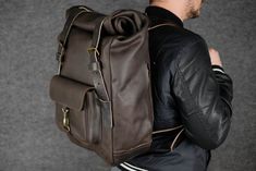 🔥Men Backpack leather Chocolate + Coffee "Hankle H42"Perfect fit, clear lines, high-quality fittings.Expensive and beautiful companion for every day..📌Features:— Material: genuine leather: Italian Crust or Crazy Horse – your choice..— The design of the "roll top" allows you to increase or decrease the volume of the backpack- Large outer front pocket, burrows into a carabiner- The lid of the main compartment is fixed with two buckles- Large main compartment– Pocket on the back.🔥Price: 279$.📌 Men Backpack, Leather Workshop, Roll Top, Chocolate Coffee, Large Backpack, Crazy Horse, Men's Backpack, Black Coffee, Mountain Backpack