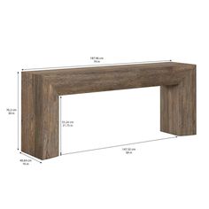 an image of a wooden table with measurements for the top and bottom section on it