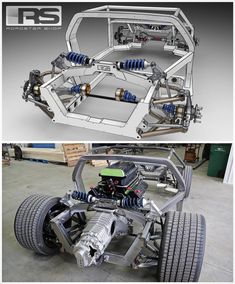 an image of the front and rear suspensions of a car in two different views