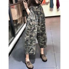 Comfortable, One of Kind. Boyfriend online shop,|Street|Cotton|Camouflage|Full Length|Pocket|Elastic|Loose|Female|Camo|M|L|Spring/Fall|Hand Wash Kind Boyfriend, Jeans Korean, Shop Street, Camo Jeans, Womens Camo, Baggy Fits, Fashion Sense, Boyfriend Jeans, Make You Feel