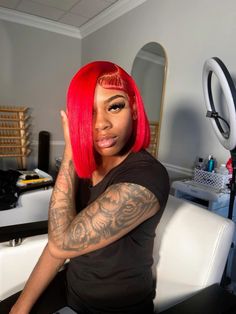 Red Frontal Bob Wig, Red Bob Black Women Side Part, Red Bob Quick Weave Black Women, Red Asymmetrical Bob, Red Bob Hairstyles For Black Women, Red Side Part Bob, Red Bob Black Women, Sidepart Bob, Quick Weave Hairstyles Bobs