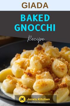 Baked gnocchi served on a dinner plate Gnocchi Side Dish Recipes, Baked Gnocchi Recipes, Oven Baked Gnocchi, Gimme Some Oven Recipes, Sauteed Garlic Green Beans, Gnocchi Recipes Healthy, Gnocchi Sauce, Delicious Casserole Recipes, Giada De Laurentiis Recipes