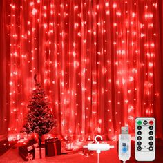 PRICES MAY VARY. Red Light with 8 Modes - Sequential, in waves, twinkle & marquee, double-light marquee, fade in and out, double-light fade in and out, twinkle, and steady on. Curtain string lights with 300LEDs create romantic ambience 2 Ways to Control Curtain lights - With the remote or the button on USB connector, you can choose different light effects, set timer, control power ON/OFF and adjust brightness. Easy to operate, convenient to use Easy to Install/ Charge - 10 hooks make installatio Red String Lights, Led Curtain Lights, Christmas Fairy Lights, Led Curtain, Curtain String Lights, Lights For Bedroom, String Lights Wedding, Window Light, Red String