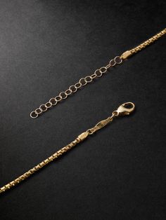 The simplicity of Jacquie Aiche's chain makes it good for stacking, the jeweller recommends starting lighter at the shorter drop, and heavier toward the bottom. It's handcrafted from gold. Yellow Gold Jewelry With Round Pendant Box Chain, Yellow Gold Brass Box Chain Jewelry, Timeless Everyday Box Chain Necklace, Everyday Timeless Box Chain Necklace, Gold-tone Box Chain Jewelry, Gold-tone Jewelry With Box Chain Link, Luxury Jewelry With Adjustable Chain And Link Shape, Timeless Jewelry With Box Chain Pendant, Fine Jewelry With Box Chain