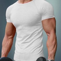 Bust:40.2, Length:28.7, Shoulder Width:18.5, Sleeve Length:8.3 (Inches) White Summer Top For Light Sports, White Short Sleeve Gym Shirt, White Crew Neck Top For Gym, White T-shirt For Gym In Summer, White T-shirt For Light Sports In Summer, White Summer T-shirt For Gym, Casual White Workout Shirt, Sporty White Workout Shirt, Fitted Casual T-shirt For Light Sports