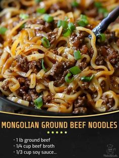 Mongolian Beef Noodles, Mongolian Ground Beef Noodles, Ground Beef Noodles, Mongolian Ground Beef, Beef Noodles, Recipes Beef, Mongolian Beef