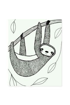 a drawing of a slotty hanging from a tree