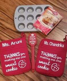 three mini muffin pans with thank you for making me one smart cookie