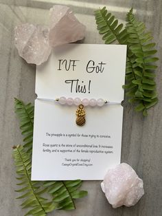 Adjustable Rose Quartz Charm Bracelet For Gifts, Pineapple Tattoo, Fertility Bracelet, Pineapple Bracelet, Embryo Transfer, Trying To Conceive, Rose Quartz Beads, Bracelet Ideas, Quartz Beads