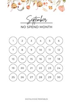 44 No-Spend Month Printables | DigitalHygge Printable Financial Challenge, Tracker Free Printable, Month Tracker, No Spend Month, Month Printable, Challenge Template, Month Challenge, September Challenge, Budget Challenge