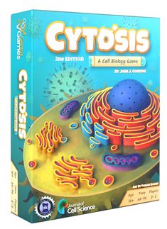 the book cover for cytois is shown with an image of a blue ball surrounded by yellow and orange mazes