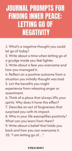 Discover a collection of powerful journal prompts designed to help you cultivate inner peace by releasing negativity from your life. Use these prompts to explore your thoughts, feelings, and emotions in a safe and reflective space. Start your journey towards finding peace within yourself today by letting go of anything that no longer serves you. Embrace the transformative power of journaling as you work towards creating a more positive and peaceful mindset. Say goodbye to negativity and welcome