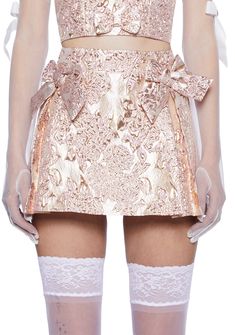 cuz let them lavish you with attention. This mini skirt has an embossed brocade construction, bow details, a pleated design, and a back zip closure. Sugar Thrillz, Free Socks, Kawaii Fashion, Dolls Kill, Exclusive Collection, Online Boutique, Mini Skirt, Mini Skirts, Dolls