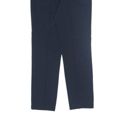 Item is in good used condition. >Size: W28 L28 >Waist Size: 28" >Inside Leg: 28" >Rise: 9" >Hem: 6.5" Classic Navy Bottoms For Office, Navy Trousers For Office, Navy Classic Stretch Bottoms, Classic Navy Stretch Bottoms, Tailored Mid-rise Blue Bottoms, Navy Full-length Bottoms For Workwear, Mid-rise Blue Formal Bottoms, Formal Mid-rise Blue Bottoms, Blue Mid-rise Formal Bottoms