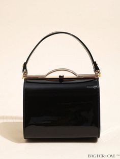 BagForLove - Compact Black Patent Leather Box Bag with Top Handle Product Description Color Black Type Square Bag Bag Size Mini Strap Type Top Handle Pattern Type Plain Closure Type Kiss Lock Material PU Leather Size Chart INCH CM Bag Length Bag Width Bag Height Handle Height 7.1 inch 4.9 inch 5.5 inch 4.5 inch Bag Length Bag Width Bag Height Handle Height 18 cm 12.5 cm 14 cm 11.5 cm Details Pictures Similar Products h2 { text-align: center; } /* æ¢è¡ */ li{ white-space: normal; word-break: break-all; word-wrap: break-word; } .red-box { width: 100%; display: flex; flex-direction: row; flex-wrap: wrap; justify-content: center; } .red-box > div { width: 190px; height: 250px; margin: 10px; } .red-box > div > a > img { width: 190px; height: 250px; } .size-box { width: 100%; margin: auto; whi Black Satchel Box Bag With Hasp Closure, Formal Rectangular Satchel, Elegant Satchel With Hasp Closure As Gift, Black Rectangular Box Bag With Top Carry Handle, Black Rectangular Box Bag With Top Handle, Retro Black Square Satchel, Retro Black Square Bag, Retro Square Black Bag, Black Retro Square Bag