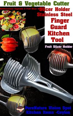 fruit and vegetable cutters stainless steel finger guard kitchen tool with fruit slicer attachment