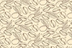 coffee beans and leaves on a beige background