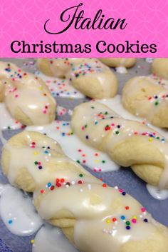 italian christmas cookies with white icing and sprinkles