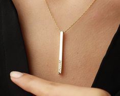 Personalized Bar Necklace - Engraved Bar Necklace for Her Celebrate the special person in your life with our Personalized Bar Necklace , a sophisticated piece of Personalized Jewelry for Her that combines elegance and personal significance. This stylish Engraved Bar Necklace is the ideal Birthday Gift for Her, girlfriend, or any important women, making it a versatile accessory for any occasion. Crafted with precision from high-quality materials, our Engraved Bar Necklace features a sleek bar pen Sleek Bar, Personalized Bar Necklace, Shiny Jewelry, Engraved Bar Necklace, Bar Necklace Personalized, Beautiful Bars, Bar Pendant Necklace, Waterproof Jewelry, Bar Pendant