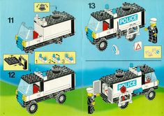 the instructions for how to make a police truck out of legos, including instructions