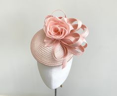 Blush Pink Ascot Fascinator, Small Silk Cocktail Hat, Statement Occasion Hat, Small Bow Fascinator, Rose Wedding Hat, Ladies Day Pink Hat - Etsy Pink Party Hat With Bow, Pink Cloche Mini Hat For Evening, Elegant Pink Hat With Bow, Pink Bow Hat For Spring, Elegant Pink Mini Hat For Events, Pink Feminine Fascinator For Kentucky Derby, Blush Fascinator For Kentucky Derby, Feminine Fascinator For Royal Ascot Party, Pink Feminine Fascinator For Royal Ascot