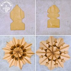 four different views of how to make an origami flower