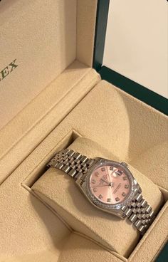 pink, rolex, luxury watch Pink Watch Aesthetic, Pink Rolex Watch, Rolex Aesthetic, Rolex Pink, 00s Mode, Psychology Student