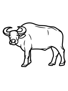 a black and white drawing of a bull