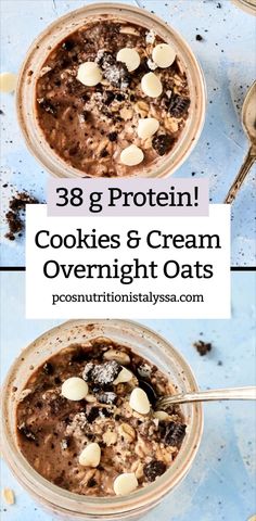 Try these high protein overnight oats for a healthy and delicious recipe! Made with chia seeds, greek yogurt, and a cookies & cream twist, they’re perfect for meal prep. Layered overnight oats in a jar with crushed Oreo, this is the best overnight oats recipe and one of the best high protein breakfast ideas. Enjoy these easy overnight oats anytime!