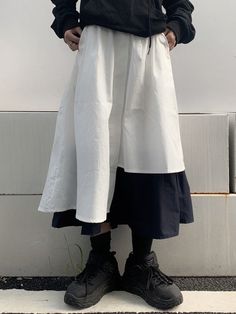 Casual White Patchwork Skirt, Casual White Skirt With Patchwork, White Patchwork Bottoms For Spring, Casual White Skirt With Asymmetrical Hem, Casual White Bottoms With Asymmetrical Hem, Casual Patchwork Skirt With Asymmetrical Hem, Casual Skirt With Asymmetrical Hem And Patchwork, White Asymmetrical Hem Skirt For Summer, Casual Skirt With Patchwork And Asymmetrical Hem