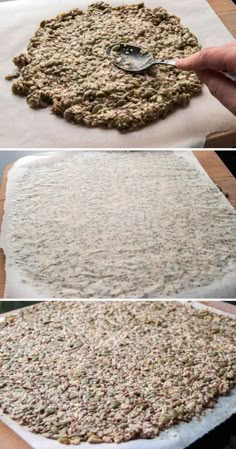 the process to make a homemade rug is shown in three different stages, including being rolled up