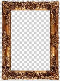 an ornate gold frame with flowers and leaves on the edges, transparent background png