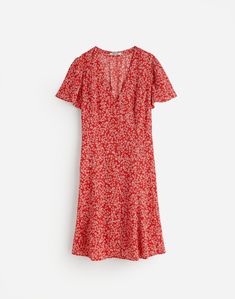 Flutter-Sleeve Mini Dress in Floral Madewell Dresses, Flutter Sleeve Dress, Floral Color, Red Mini Dress, High Point, Ditsy Floral, Mini Dress With Sleeves, Jersey Dress, Red Floral